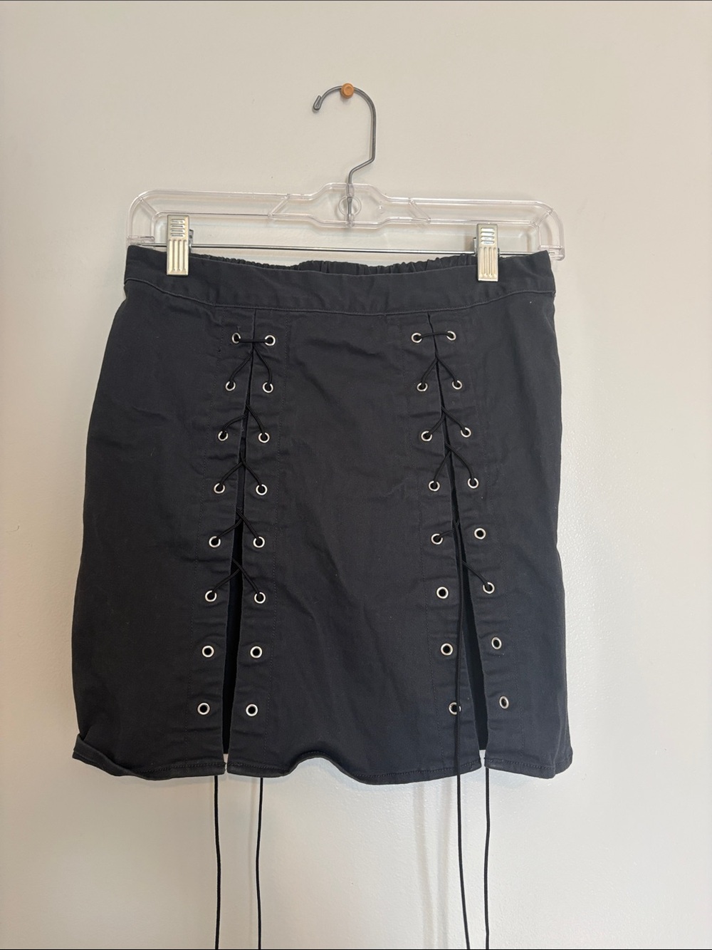 wild fable Black Lace-Up Eyelet Mini Skirt